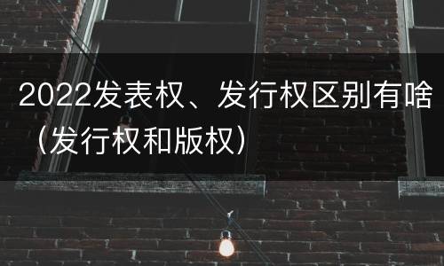 2022发表权、发行权区别有啥（发行权和版权）