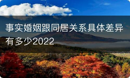 事实婚姻跟同居关系具体差异有多少2022