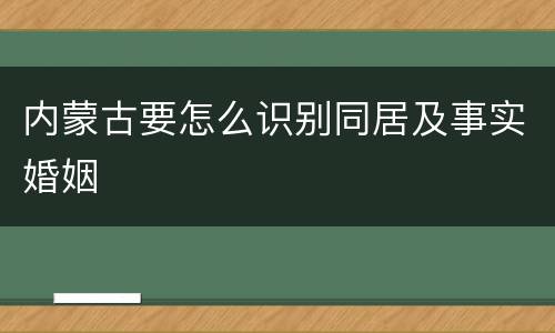 内蒙古要怎么识别同居及事实婚姻