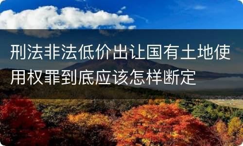 刑法非法低价出让国有土地使用权罪到底应该怎样断定