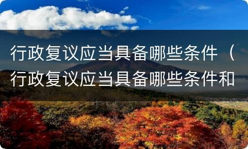 行政复议应当具备哪些条件（行政复议应当具备哪些条件和程序）
