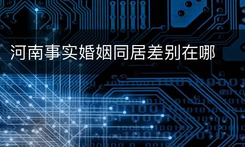 河南事实婚姻同居差别在哪