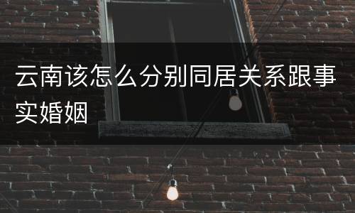 云南该怎么分别同居关系跟事实婚姻