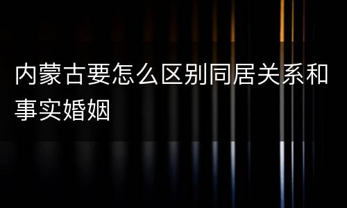 内蒙古要怎么区别同居关系和事实婚姻