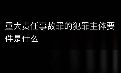 重大责任事故罪的犯罪主体要件是什么