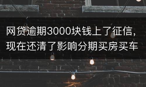 网贷逾期3000块钱上了征信，现在还清了影响分期买房买车么