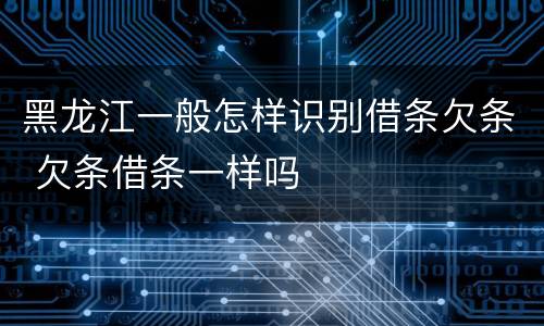 黑龙江一般怎样识别借条欠条 欠条借条一样吗