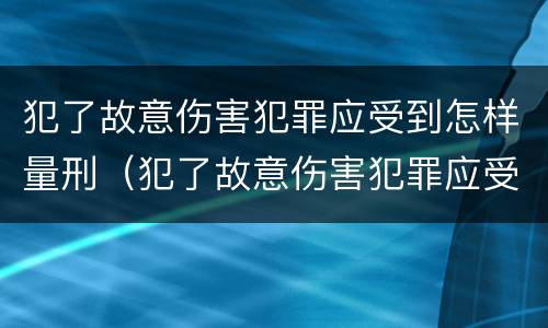 犯了故意伤害犯罪应受到怎样量刑（犯了故意伤害犯罪应受到怎样量刑处罚）