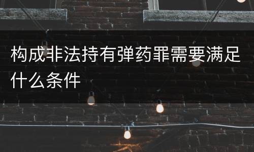 构成非法持有弹药罪需要满足什么条件