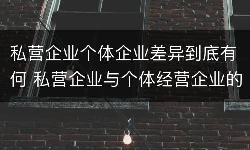 私营企业个体企业差异到底有何 私营企业与个体经营企业的区别
