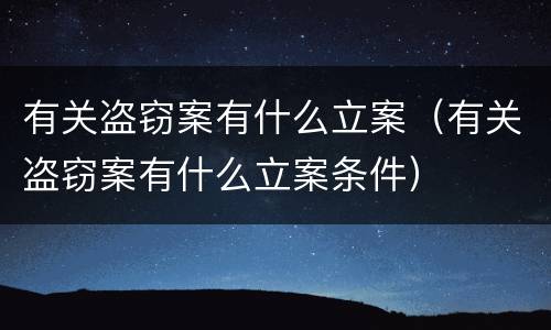 有关盗窃案有什么立案（有关盗窃案有什么立案条件）