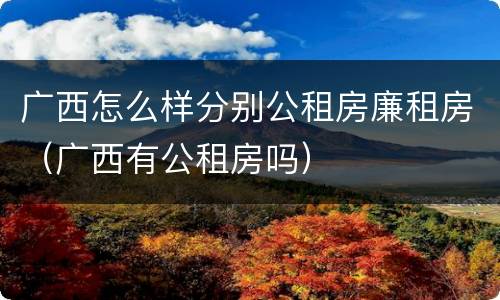 广西怎么样分别公租房廉租房（广西有公租房吗）