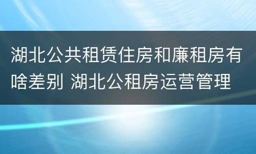 湖北公共租赁住房和廉租房有啥差别 湖北公租房运营管理
