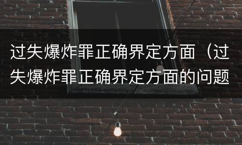 过失爆炸罪正确界定方面（过失爆炸罪正确界定方面的问题）