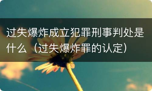 过失爆炸成立犯罪刑事判处是什么（过失爆炸罪的认定）