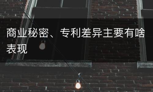 商业秘密、专利差异主要有啥表现