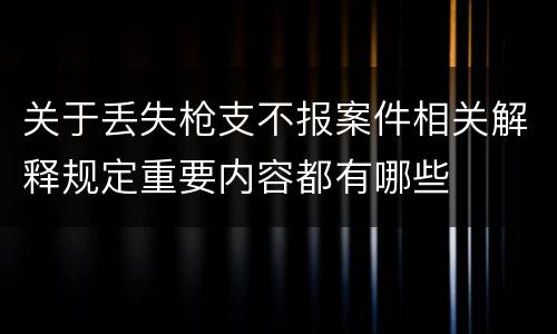 关于丢失枪支不报案件相关解释规定重要内容都有哪些