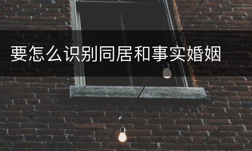 要怎么识别同居和事实婚姻