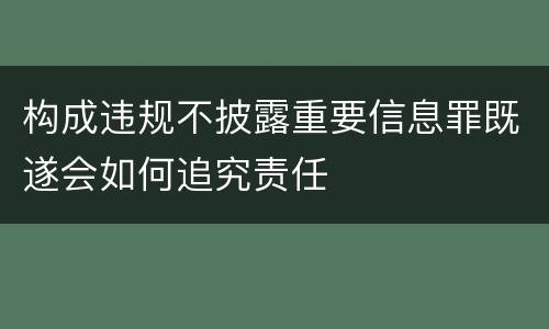 构成违规不披露重要信息罪既遂会如何追究责任