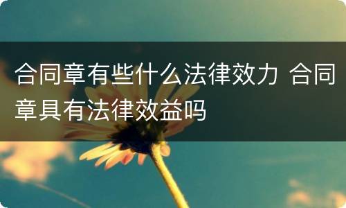 合同章有些什么法律效力 合同章具有法律效益吗