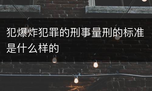 犯爆炸犯罪的刑事量刑的标准是什么样的