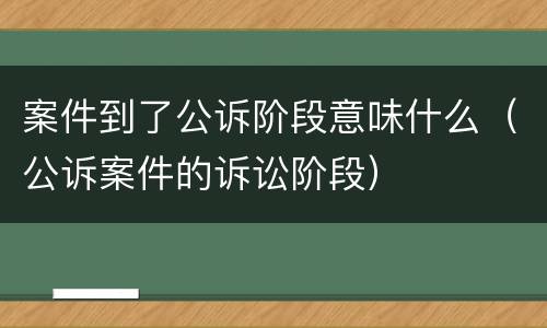 案件到了公诉阶段意味什么（公诉案件的诉讼阶段）