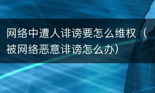 网络中遭人诽谤要怎么维权（被网络恶意诽谤怎么办）