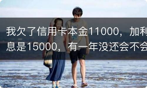 我欠了信用卡本金11000，加利息是15000，有一年没还会不会被案