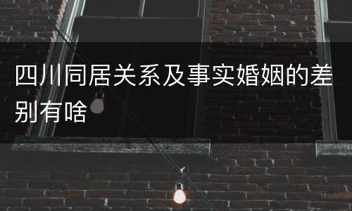 四川同居关系及事实婚姻的差别有啥