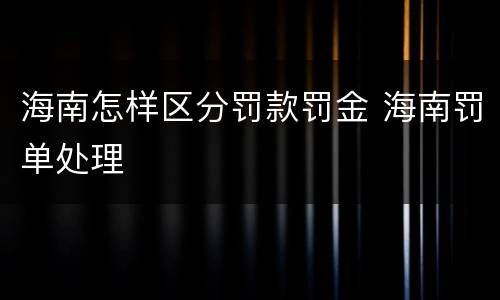 海南怎样区分罚款罚金 海南罚单处理