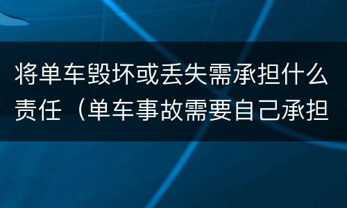 将单车毁坏或丢失需承担什么责任（单车事故需要自己承担损失吗）