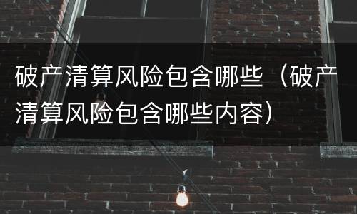 破产清算风险包含哪些（破产清算风险包含哪些内容）