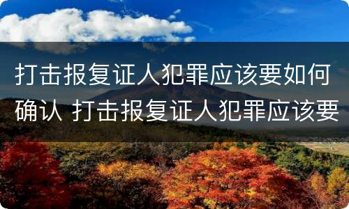 打击报复证人犯罪应该要如何确认 打击报复证人犯罪应该要如何确认证据