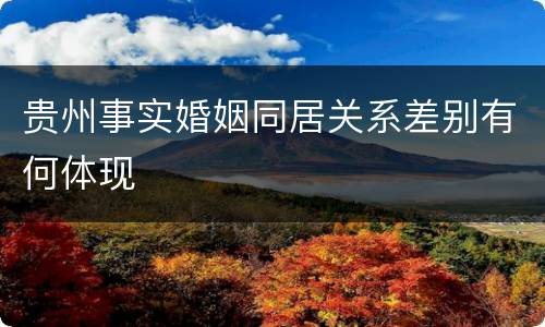贵州事实婚姻同居关系差别有何体现