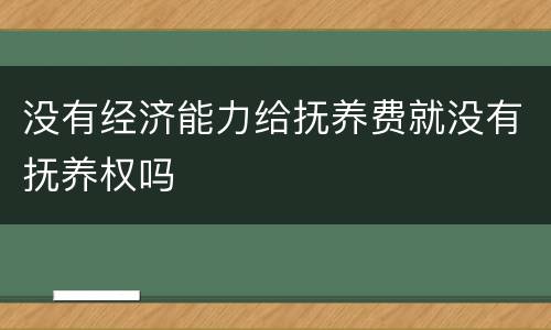 没有经济能力给抚养费就没有抚养权吗