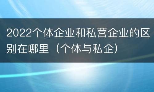 2022个体企业和私营企业的区别在哪里（个体与私企）