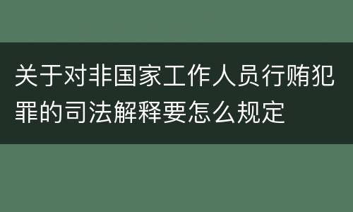 关于对非国家工作人员行贿犯罪的司法解释要怎么规定