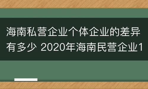 海南私营企业个体企业的差异有多少 2020年海南民营企业100强