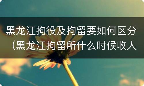 黑龙江拘役及拘留要如何区分（黑龙江拘留所什么时候收人）