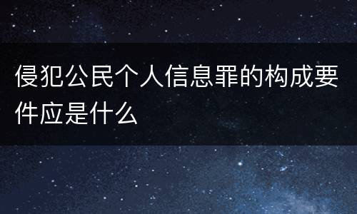 侵犯公民个人信息罪的构成要件应是什么