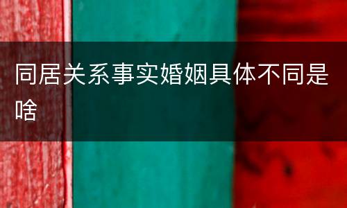 同居关系事实婚姻具体不同是啥