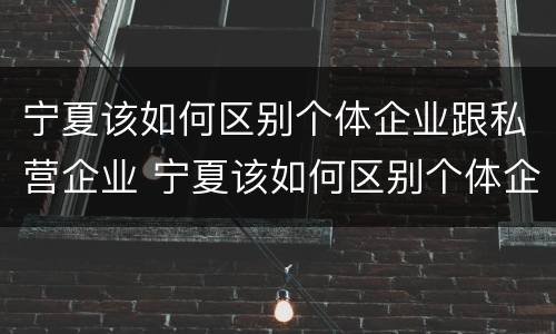 宁夏该如何区别个体企业跟私营企业 宁夏该如何区别个体企业跟私营企业的区别