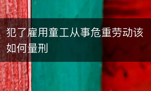 犯了雇用童工从事危重劳动该如何量刑