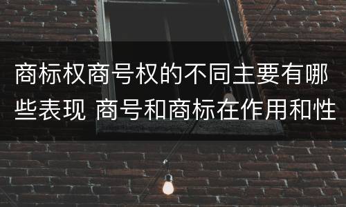 商标权商号权的不同主要有哪些表现 商号和商标在作用和性质上的区别