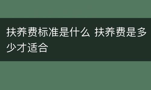 扶养费标准是什么 扶养费是多少才适合