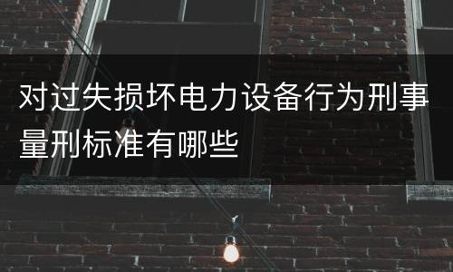 对过失损坏电力设备行为刑事量刑标准有哪些
