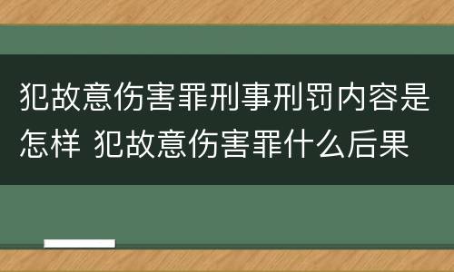 犯故意伤害罪刑事刑罚内容是怎样 犯故意伤害罪什么后果