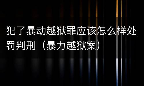 犯了暴动越狱罪应该怎么样处罚判刑（暴力越狱案）