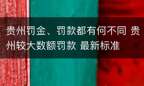 贵州罚金、罚款都有何不同 贵州较大数额罚款 最新标准