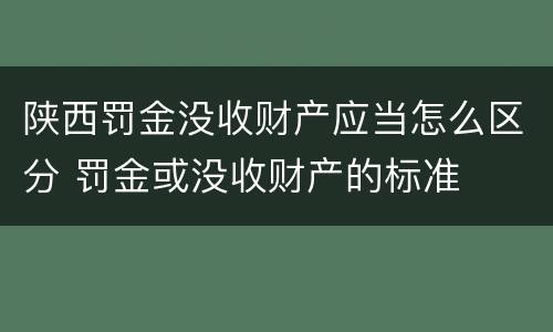 陕西罚金没收财产应当怎么区分 罚金或没收财产的标准